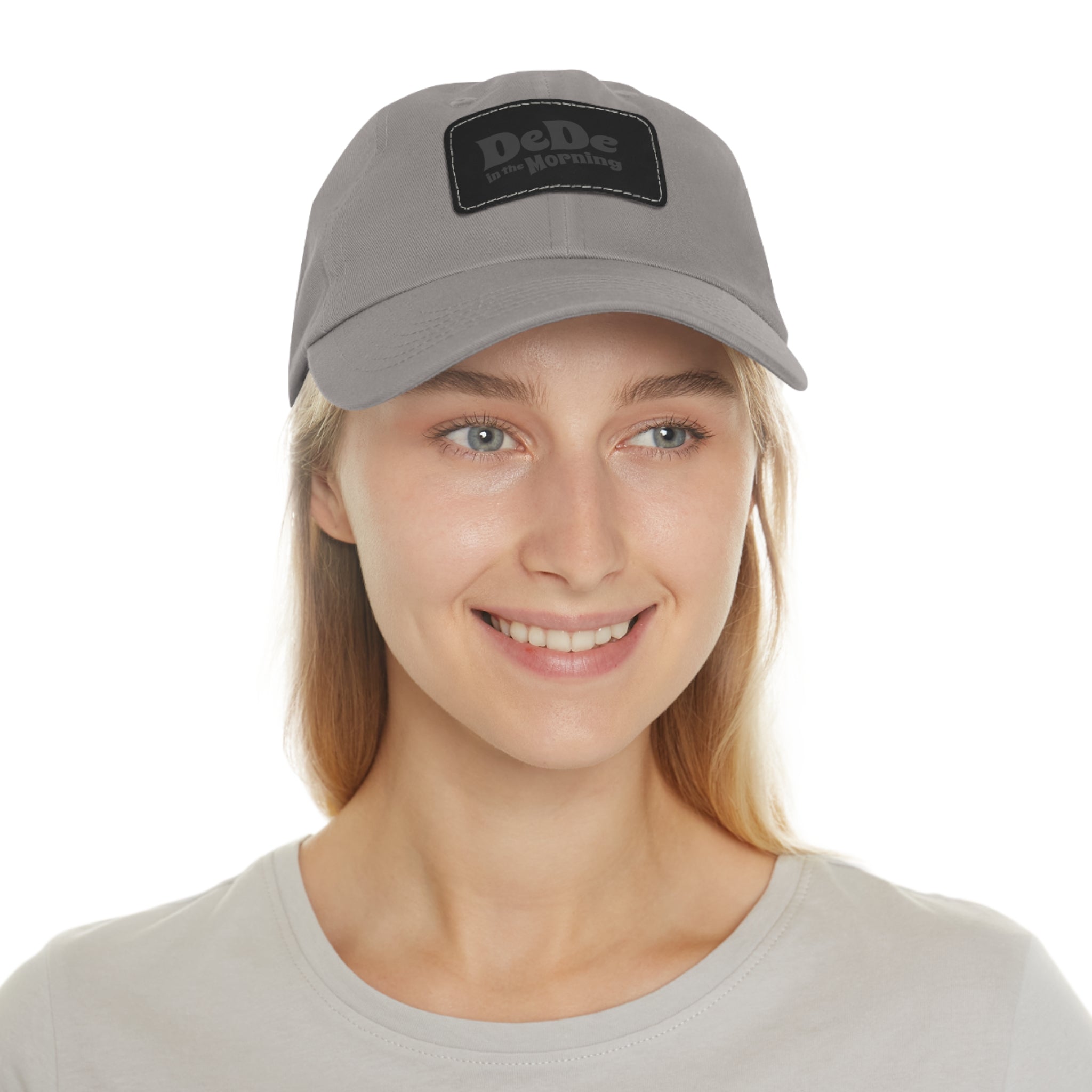 Dad Hat — 'DeDe in the Morning' Black Leather Patch Baseball Cap