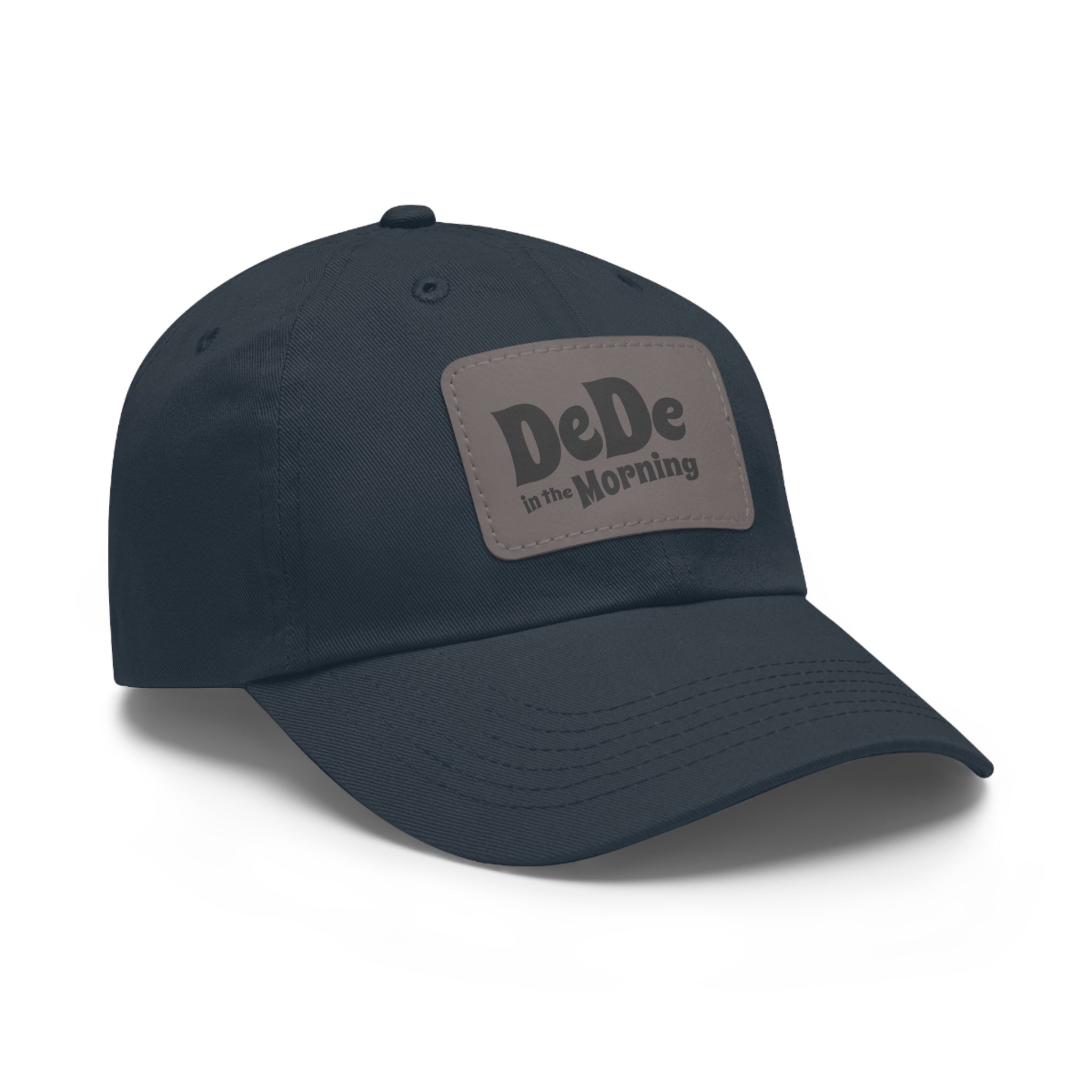 Dad Hat — 'DeDe in the Morning' Black Leather Patch Baseball Cap