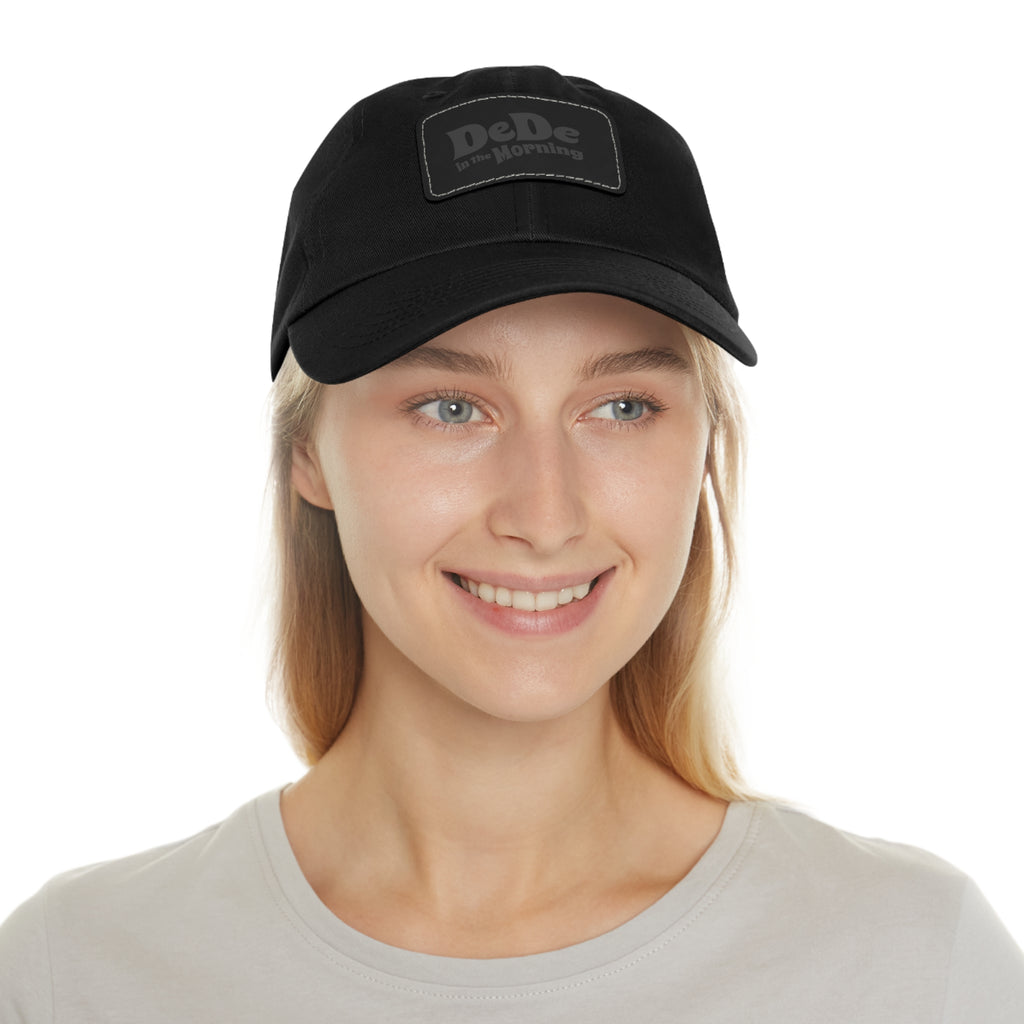 Dad Hat — 'DeDe in the Morning' Black Leather Patch Baseball Cap