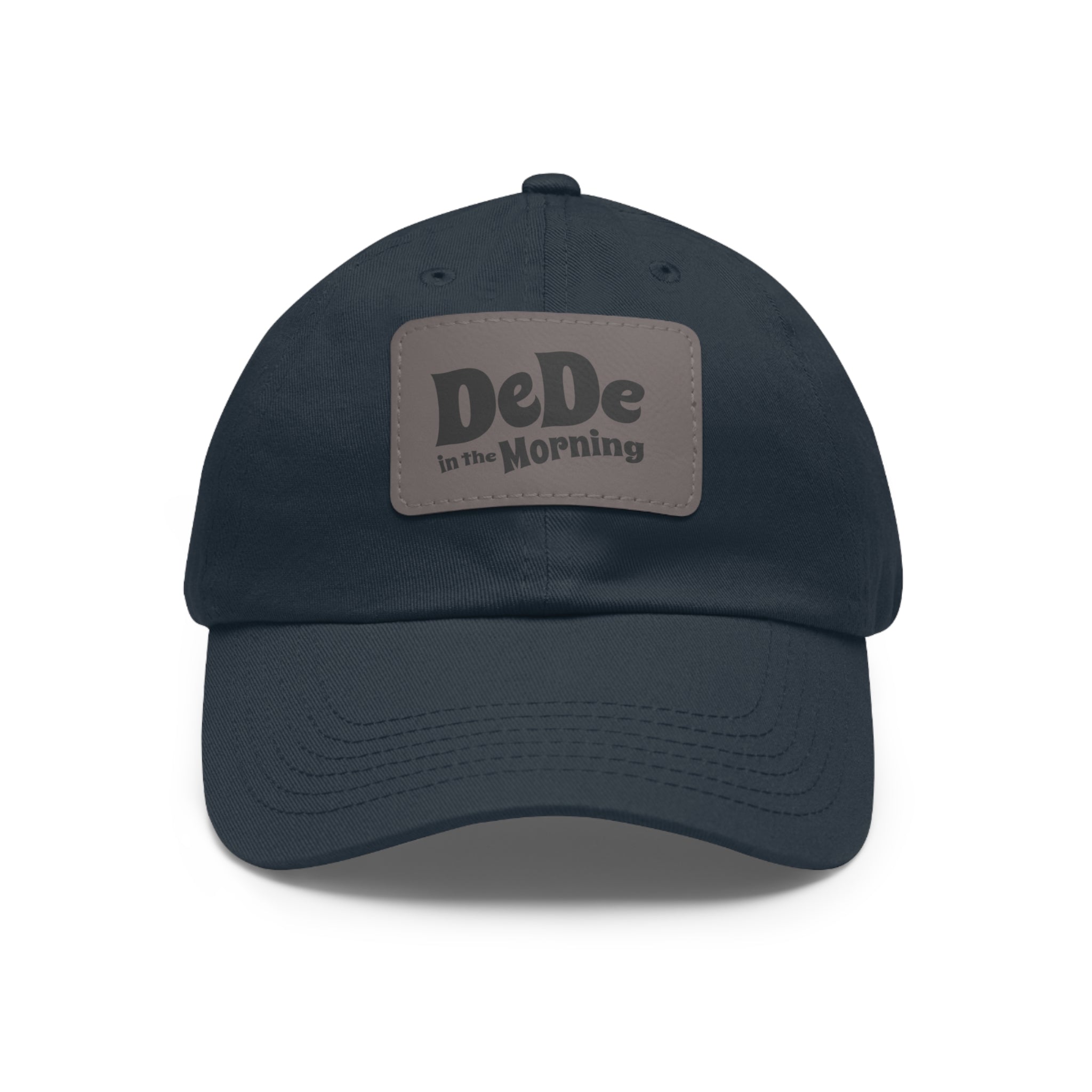 Dad Hat — 'DeDe in the Morning' Black Leather Patch Baseball Cap