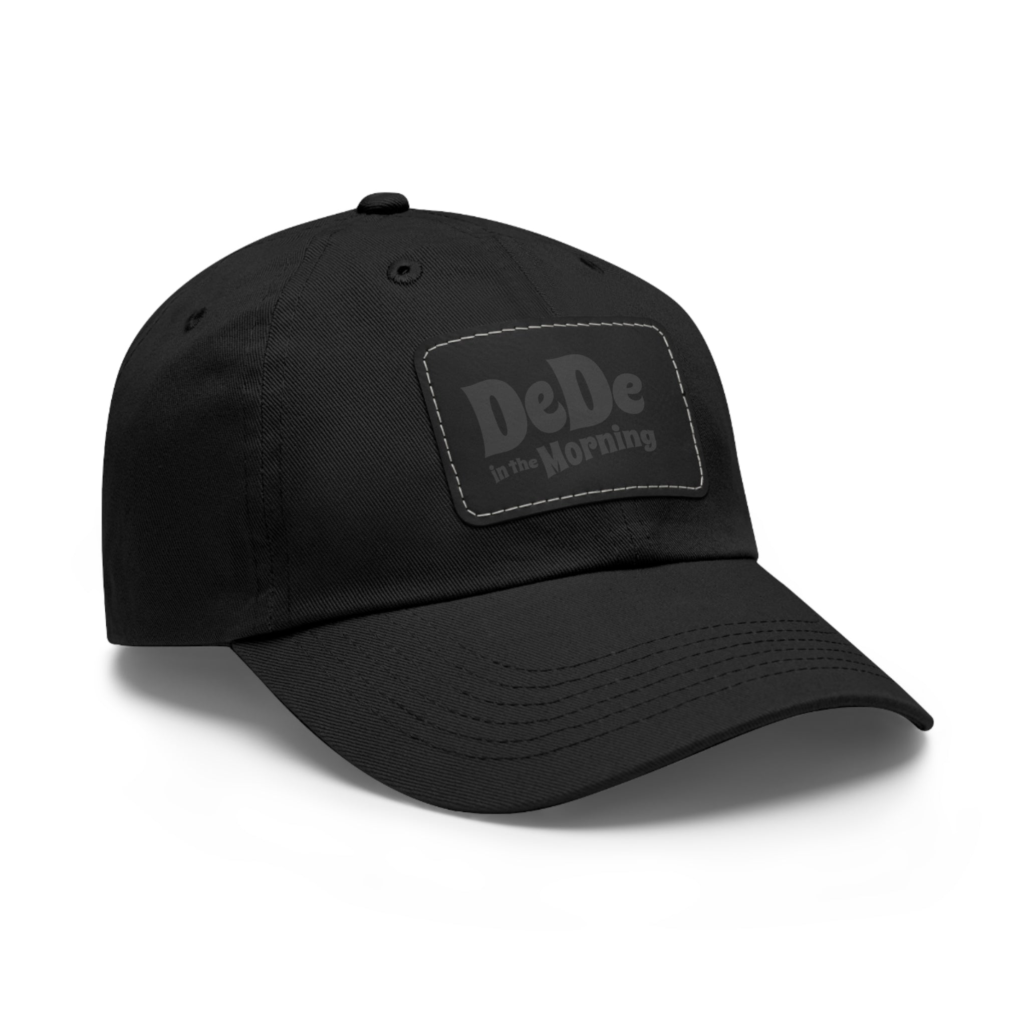 Dad Hat — 'DeDe in the Morning' Black Leather Patch Baseball Cap