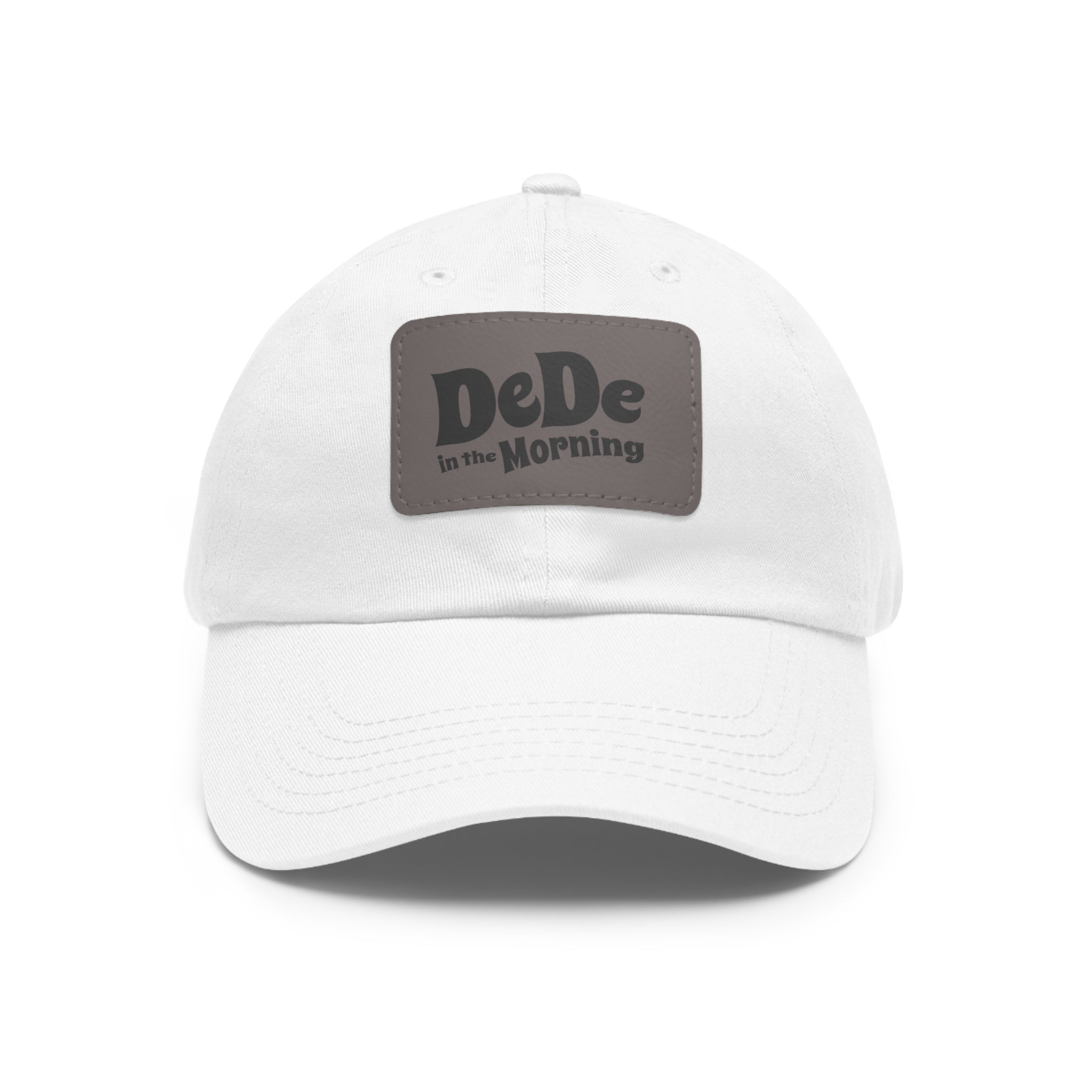 Dad Hat — 'DeDe in the Morning' Black Leather Patch Baseball Cap